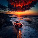 Mustang On The Beach – Evening Landscape Live Wallpaper  screen for extension Chrome web store in OffiDocs Chromium