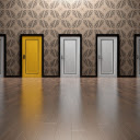 Mysterious doorways  screen for extension Chrome web store in OffiDocs Chromium