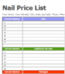 Free download Nail salon price list DOC, XLS or PPT template free to be edited with LibreOffice online or OpenOffice Desktop online