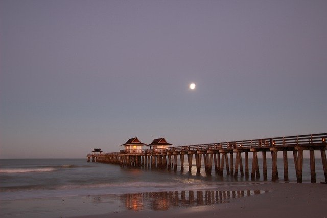 Free download Naples Pier Moon -  free photo or picture to be edited with GIMP online image editor