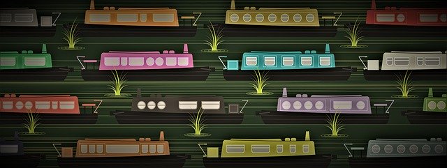 Free download Narrow Boats Scene Pattern -  free illustration to be edited with GIMP free online image editor