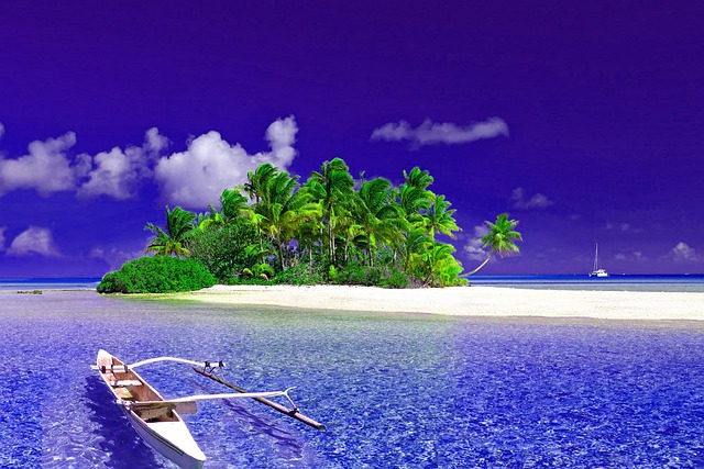Muat turun percuma alam lautan bot pulau langit gambar percuma untuk diedit dengan GIMP editor imej dalam talian percuma