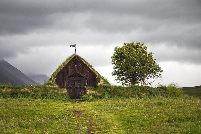Free download nature tree house clouds iceland free picture to be edited with GIMP free online image editor
