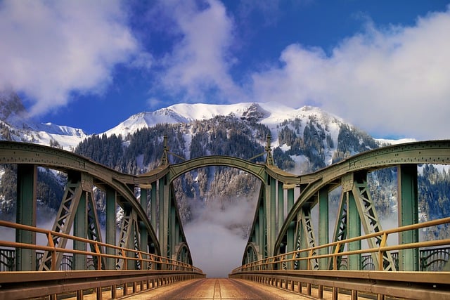 Free download nature wallpaper mountains bridge free picture to be edited with GIMP free online image editor