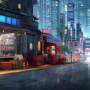 Neon Lit Cyberpunk Street  screen for extension Chrome web store in OffiDocs Chromium