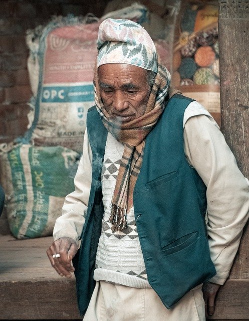 Free download Nepal Old Man Smokes -  free photo or picture to be edited with GIMP online image editor