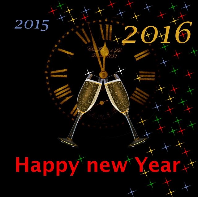 免费下载 New YearS Eve Year 2016 Clock - 使用 GIMP 免费在线图像编辑器编辑的免费插图