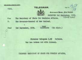 Free download New Zealand Declares War on Germany - Official Telegram free photo or picture to be edited with GIMP online image editor