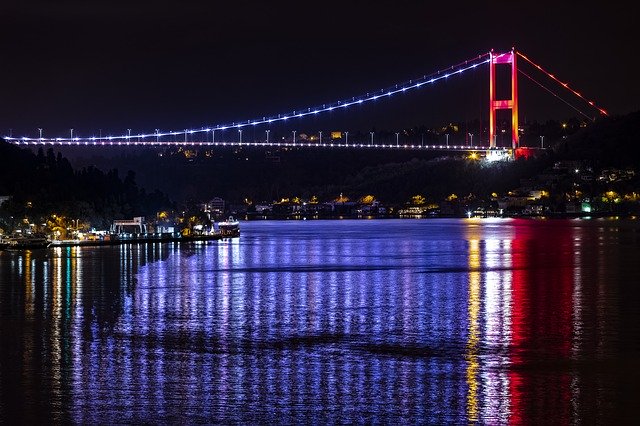免费下载夜间博斯普鲁斯海峡土耳其 - 使用 GIMP 在线图像编辑器编辑的免费照片或图片