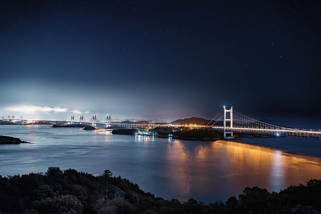 Free download night view bridge sea island free picture to be edited with GIMP free online image editor