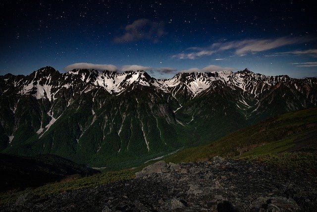 Descărcare gratuită Night View Mountain 穂高岳 Elevation - fotografie sau imagine gratuită pentru a fi editată cu editorul de imagini online GIMP