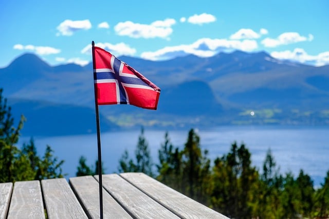 Free download norway flag mountain fjord travel free picture to be edited with GIMP free online image editor