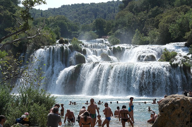 Free download np krka trip waterfall visitors free picture to be edited with GIMP free online image editor