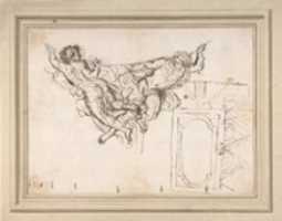 Free download Nude Male Figures Supporting a Frame; Plan of a Ceiling free photo or picture to be edited with GIMP online image editor