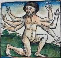 Unduh gratis Nuremberg Chronicle Peoples of the World Six Arms foto atau gambar gratis untuk diedit dengan editor gambar online GIMP