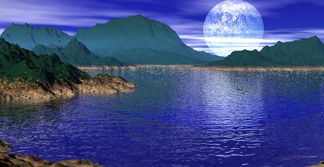 Free download Ocean Moonlight Island -  free illustration to be edited with GIMP free online image editor