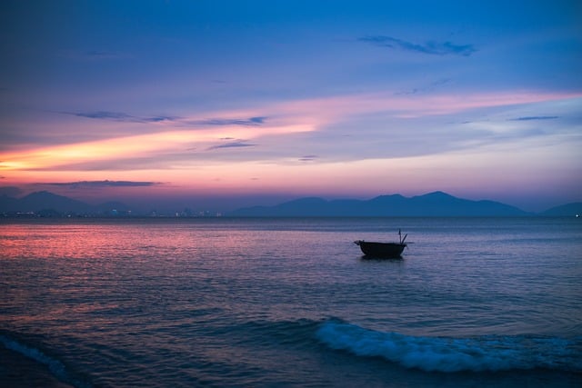 Free download ocean sunset on the sea small boat free picture to be edited with GIMP free online image editor