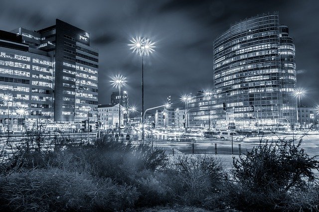 Free download Office Buildings City Night -  free photo or picture to be edited with GIMP online image editor