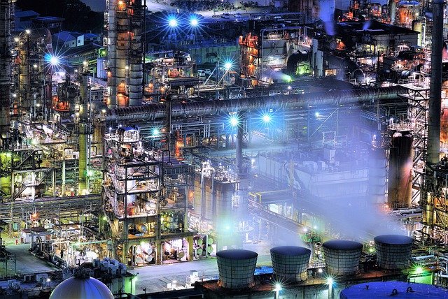 Free download oil factory night night lights free picture to be edited with GIMP free online image editor