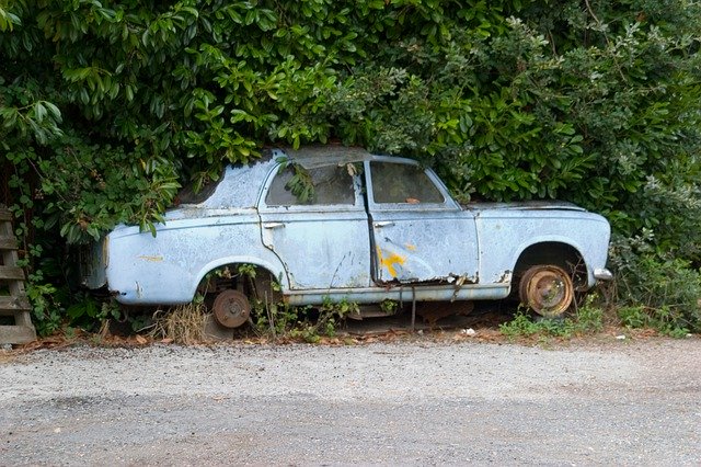 Free download Old Car Blue Abandoned -  free photo or picture to be edited with GIMP online image editor