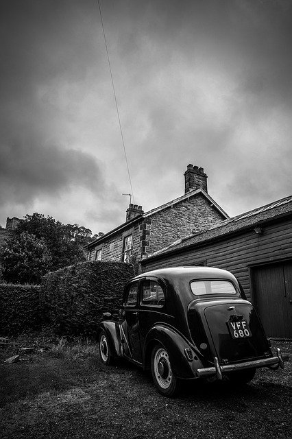 Free download Old Vintage Car Black And -  free photo or picture to be edited with GIMP online image editor