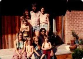 Free download On Sheilas porch, back row L > R - Robert, Flynn, cant recall his name, Sheila; front row L > R - Vicki, Amissa, Eli, Robin, Emily free photo or picture to be edited with GIMP online image editor