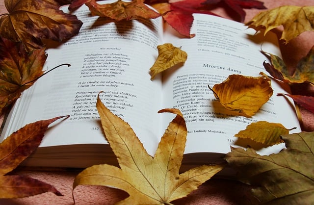 Free download open book autumn leaves poetry free picture to be edited with GIMP free online image editor