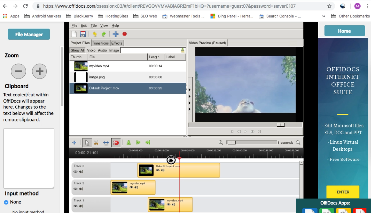 Editor video OpenShot openline 1.4.3 în OffiDocs