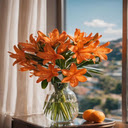 Orange lily vase wallpaper  screen for extension Chrome web store in OffiDocs Chromium