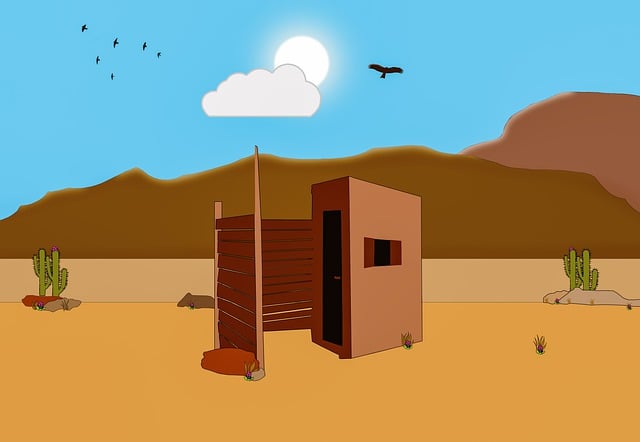 Free download outhouse desert landscape clouds free picture to be edited with GIMP free online image editor