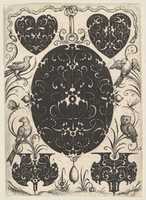 Free download Oval Pendant Decorated  with Schweifwerk, Surrounded by Smaller Motifs and Four Birds free photo or picture to be edited with GIMP online image editor