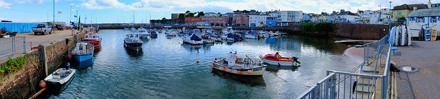 Scarica gratuitamente Paignton Harbour Panorama: foto o immagini gratuite da modificare con l'editor di immagini online GIMP