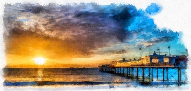 Free download Paignton Pier Sunrise -  free illustration to be edited with GIMP free online image editor