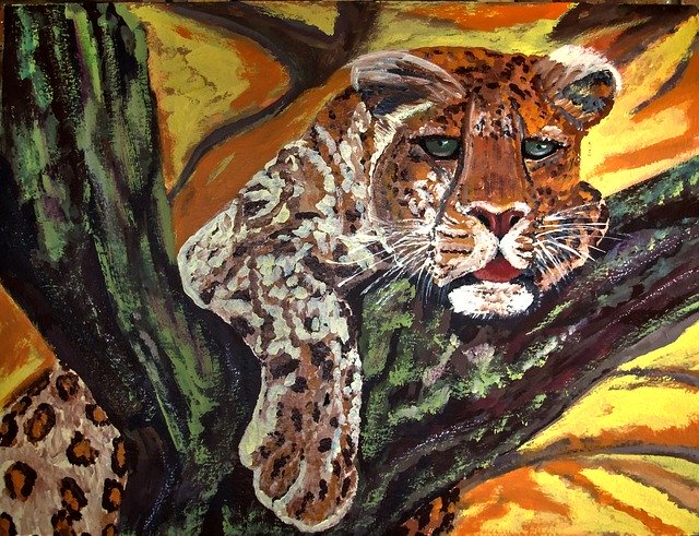 Free download Painted Leopard Acrylic Paint -  free illustration to be edited with GIMP free online image editor