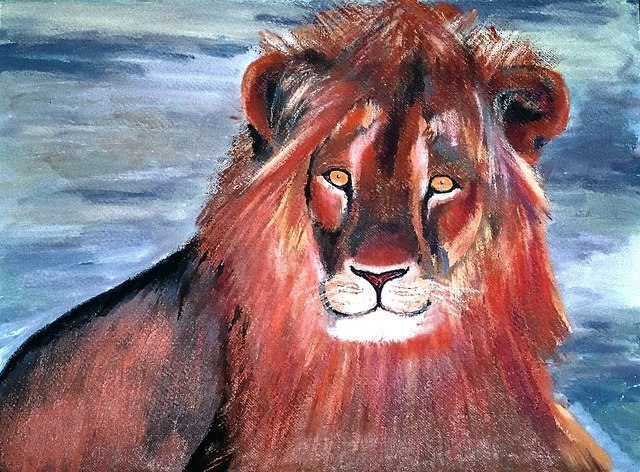Free download Painted Lion Acrylic Paint Canvas -  free illustration to be edited with GIMP free online image editor