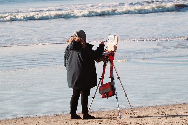 Bezpłatne pobieranie umiejętności kreatywności malarza na plaży za darmo do edycji za pomocą bezpłatnego internetowego edytora obrazów GIMP