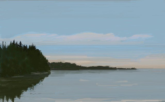 Free download Painting Lake Morning -  free illustration to be edited with GIMP free online image editor
