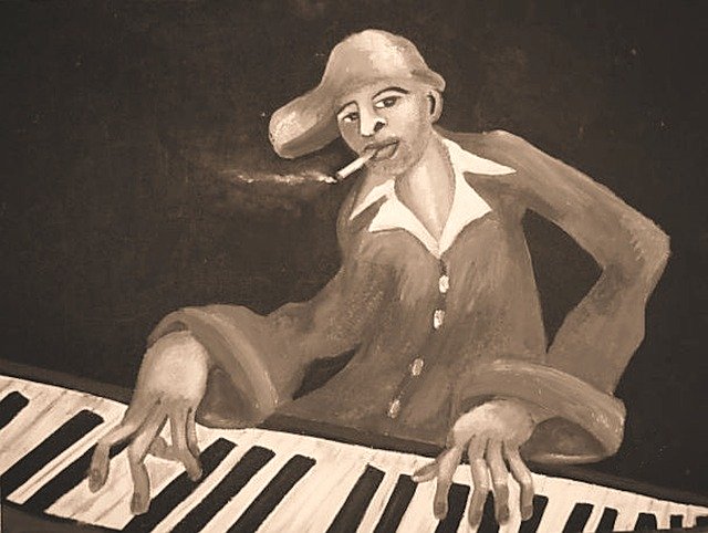 Free download Painting Sepia Piano Player -  free illustration to be edited with GIMP free online image editor