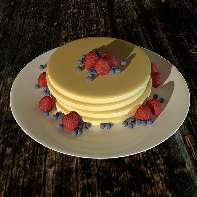Free download Pancake 3D Breakfast -  free illustration to be edited with GIMP free online image editor