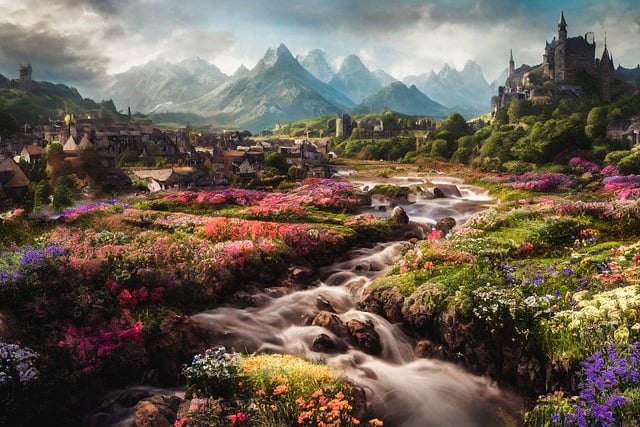Free graphic paradise castle fantasy landscape to be edited by GIMP free image editor by OffiDocs
