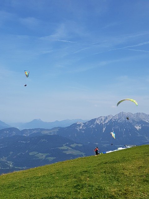 Free download Paragliding Summer Mountains -  free photo or picture to be edited with GIMP online image editor