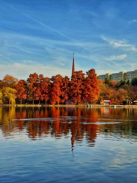 Free download park fall lake reflection nature free picture to be edited with GIMP free online image editor