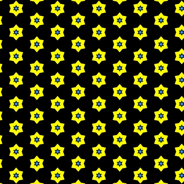 Free download Pattern Yellow Stars Black -  free illustration to be edited with GIMP free online image editor