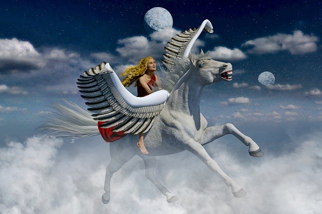 Free graphic pegasus girl 3d horse riding to be edited by GIMP free image editor by OffiDocs