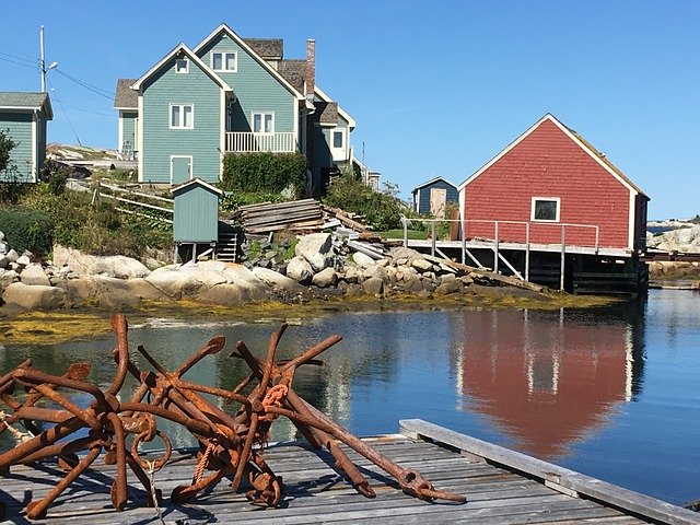 Free download Peggy S Cove Rusty Anchors Houses -  free photo or picture to be edited with GIMP online image editor