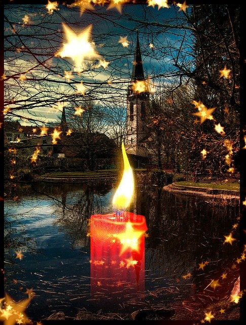Free download Photomontage Christmas Candle -  free illustration to be edited with GIMP free online image editor