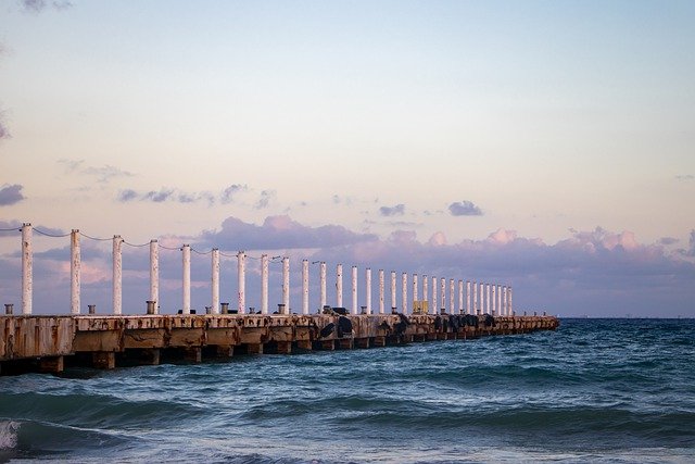 Free download pier playa del carmen sea mexico free picture to be edited with GIMP free online image editor