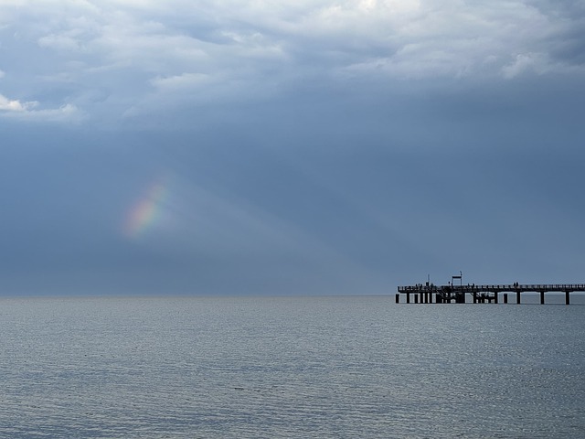 Free download pier sea rainbow beach free picture to be edited with GIMP free online image editor