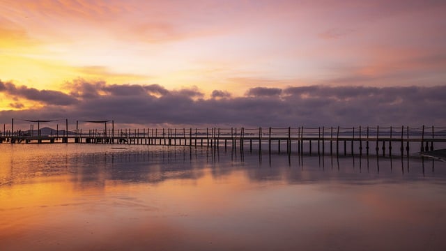 Free download pier sunset sunrise murcia spain free picture to be edited with GIMP free online image editor