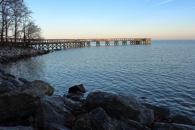 Free download pier wood bay chesapeake rocks free picture to be edited with GIMP free online image editor
